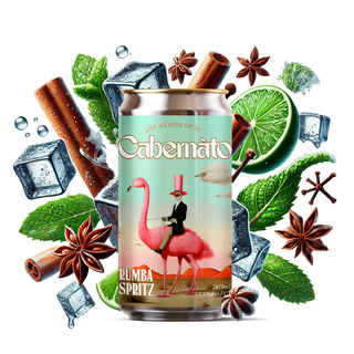 Rumba Spritz second can view showing tropical botanical label design